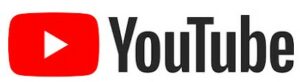 YouTube logo, red box with white carat